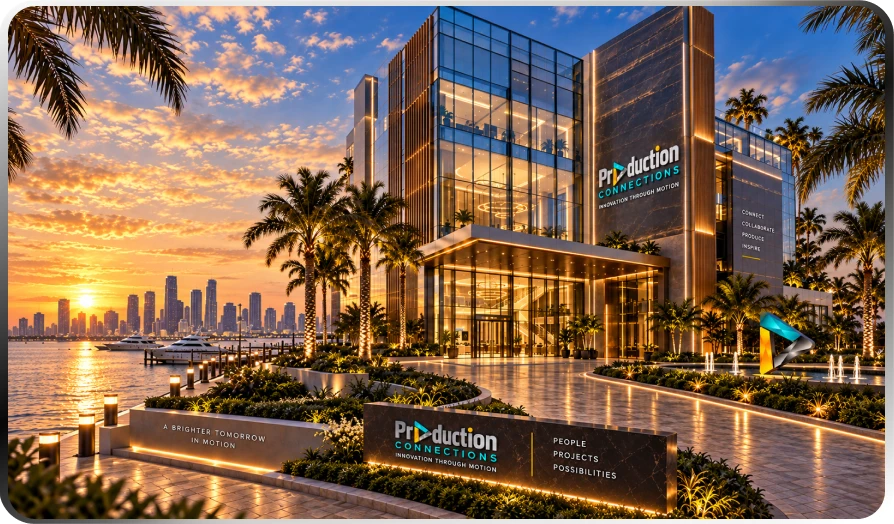 Production Connections headquarters at sunset
